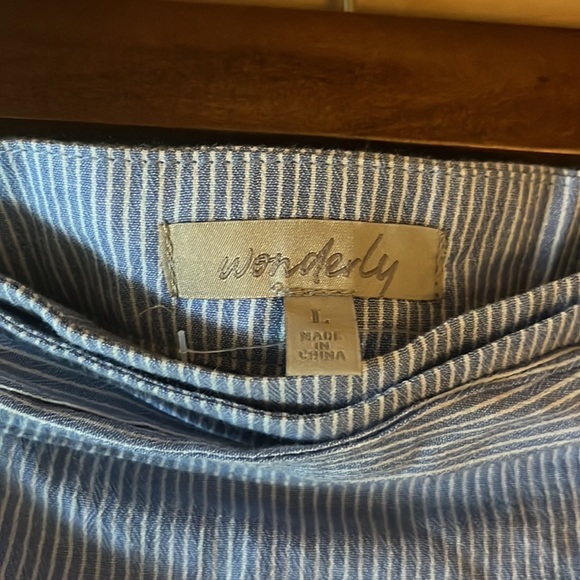 Blue and white stripe wrap skirt. SzL - Picture 8 of 9